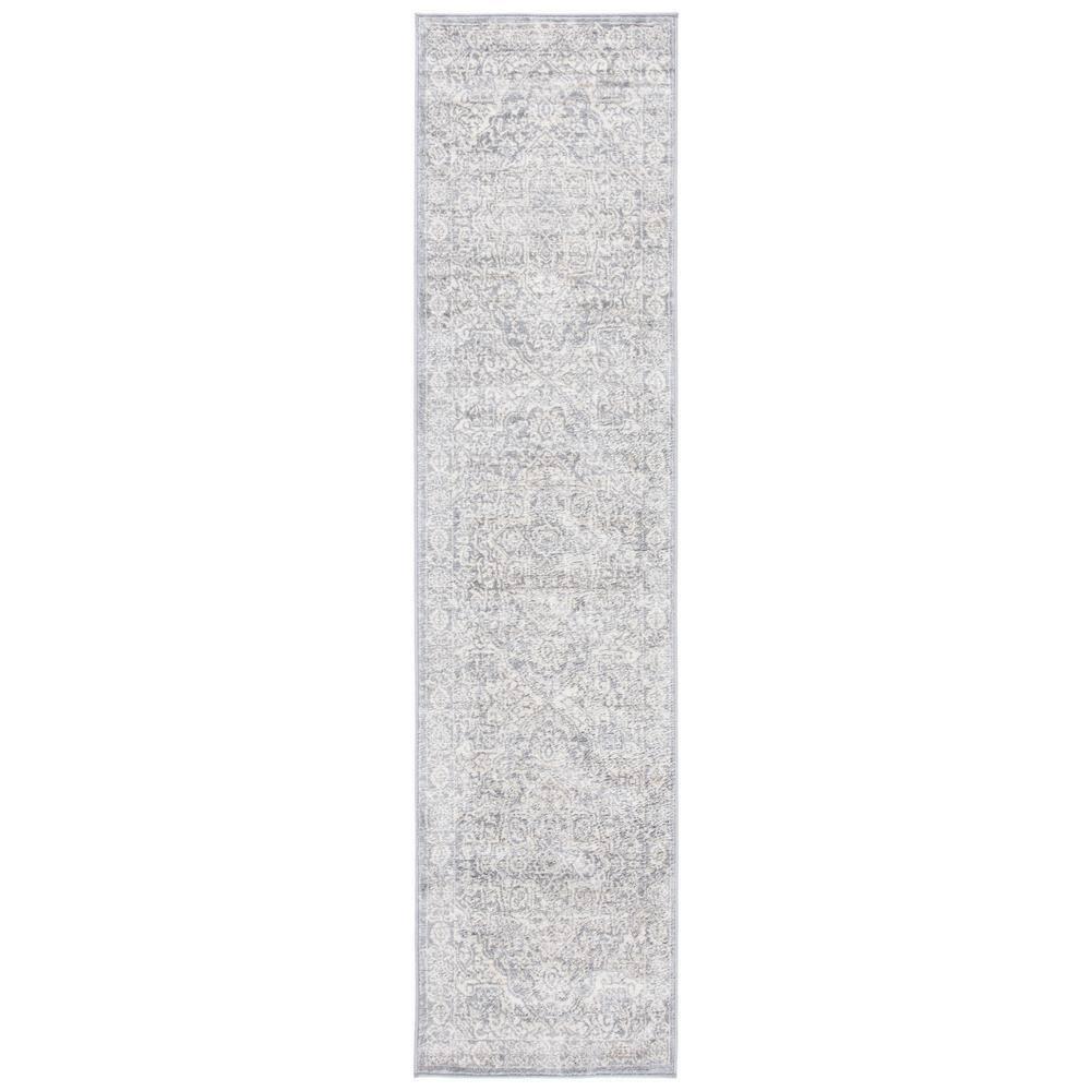SAFAVIEH Brentwood Adams Oriental Runner Rug, Light Grey/Ivory, 2' x 8'