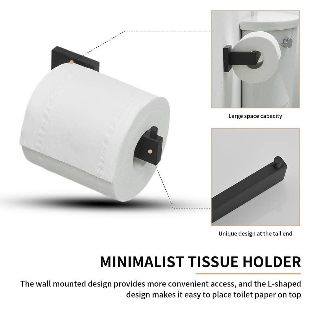 BWE 5 Pieces Matte Black Bathroom Hardware Set SUS304 Stainless Steel Include 21.9" Towel Bar,Hand Towel Holder,Toilet Paper Holder and 2 Robe Hook Square Bathroom Accessories Set Wall Mounted