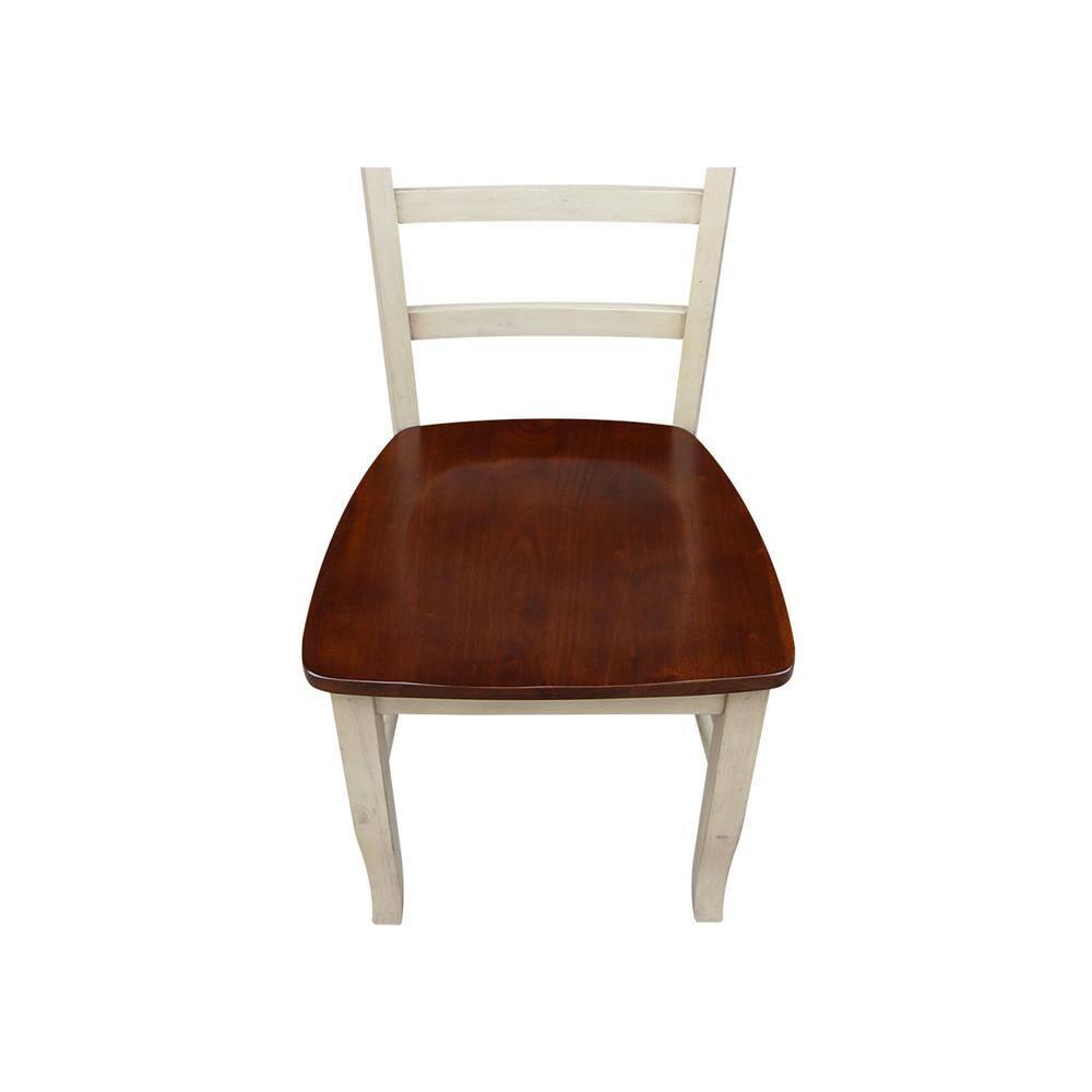 Set of 2 Madrid Ladderback Chairs Antiqued Almond/Espresso - International Concepts: Solid Wood, Unupholstered, Spot Clean