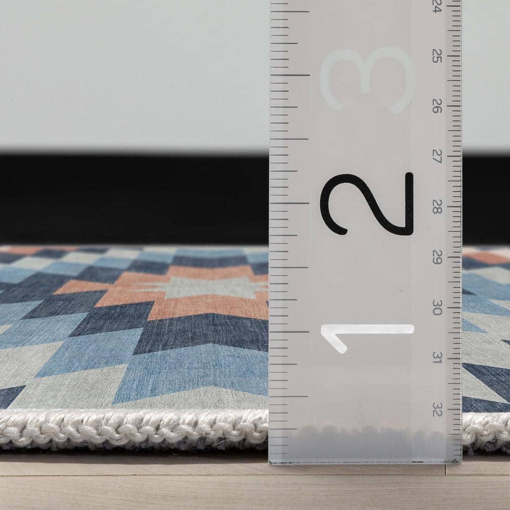 Kehr Albuquerque Southwestern Flatweave Blue Area Rug