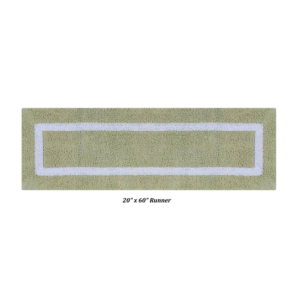 Better Trends Hotel Multi 100% Cotton Tufted Two Tone Reversible Bath Rug 20" x 60" Runner - Sage/White