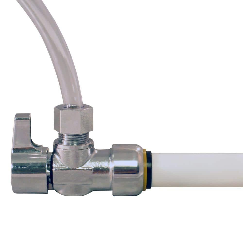 Tectite FSBVA1238C 1/2 in. Chrome-Plated Brass Push-to-Connect x 3/8 in. O.D. Compression Quarter-Turn Angle Stop Valve