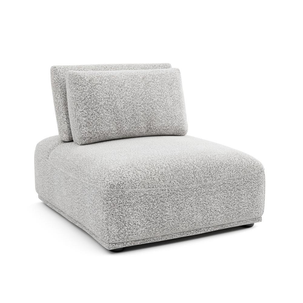 HOMES: Inside + Out Povoa Modern Modular Armless Chair Boucle with Extendable Backrest Light Gray