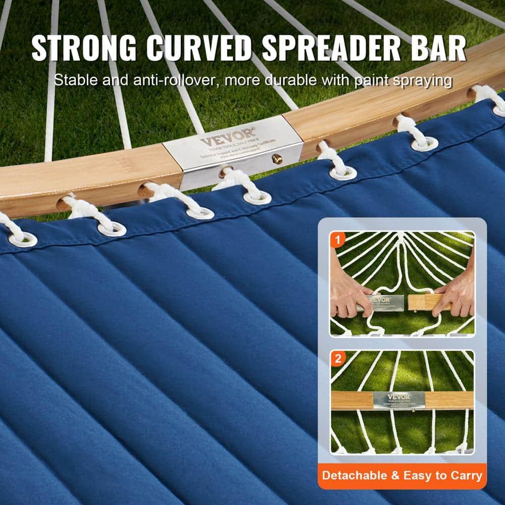 VEVOR Double Hammock with Stand Outdoor 2 Person Hammock for Outside Heavy Duty 480lb Large Free Standing Hammock Double Quilted Fabric Hammock with Portable Stand, Detachable Pillow & Bag