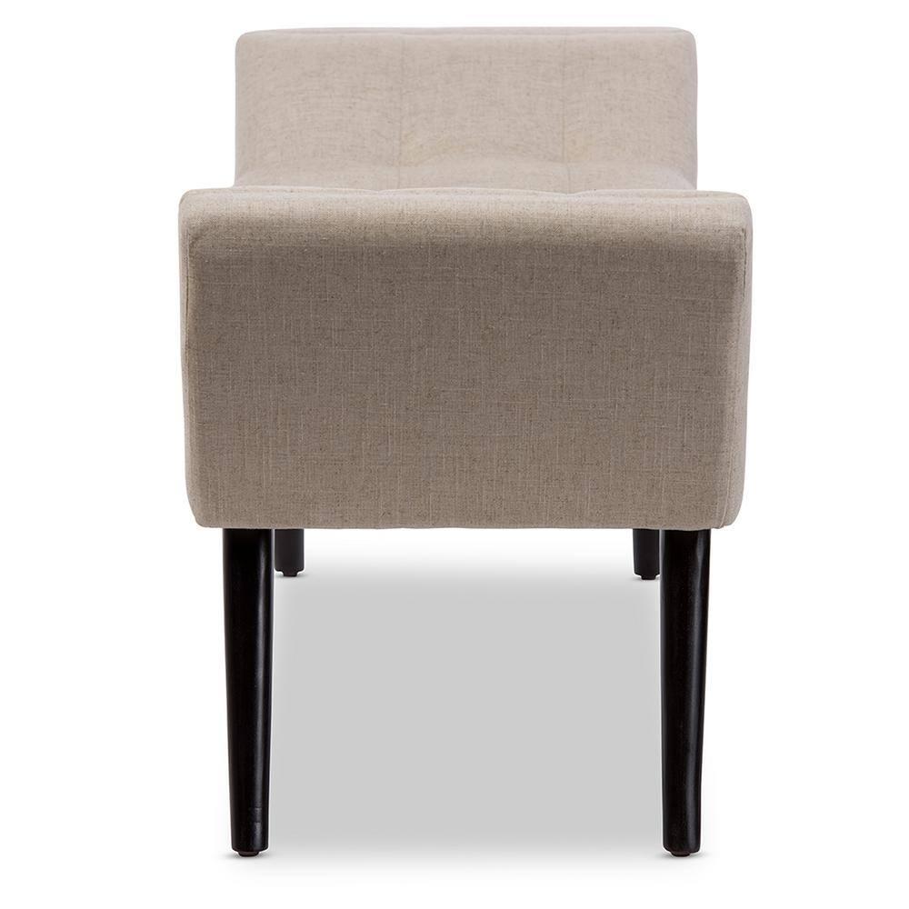 Tamblin Mid-Century Modern Retro Linen Fabric Upholstered Grid - Tufting 50" Bench - Beige - Baxton Studio: Plywood Frame, Polyester Upholstery