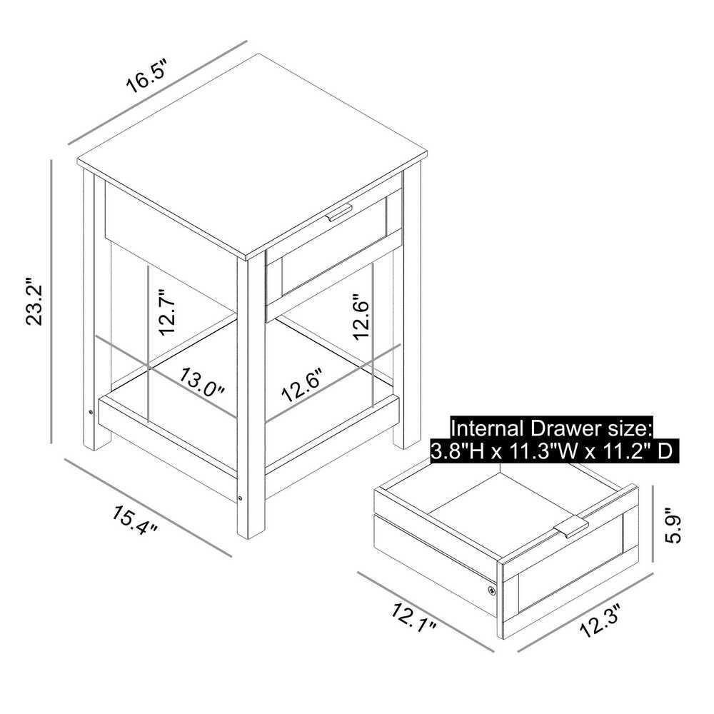 Galano Idiana 1 Drawer Nightstand - Oslo Oak