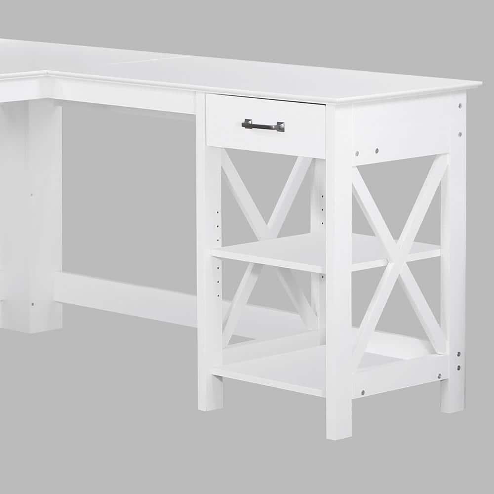 Saint Birch L-Desk, White