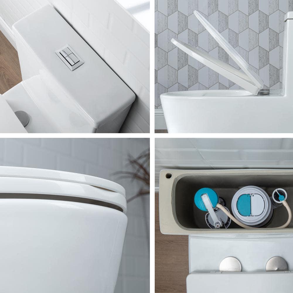 17" Comfort Height StandardToilet, Dual-Flush Modern Elongated One-Piece Toilet with Glazed Surface (Seat lncluded)
