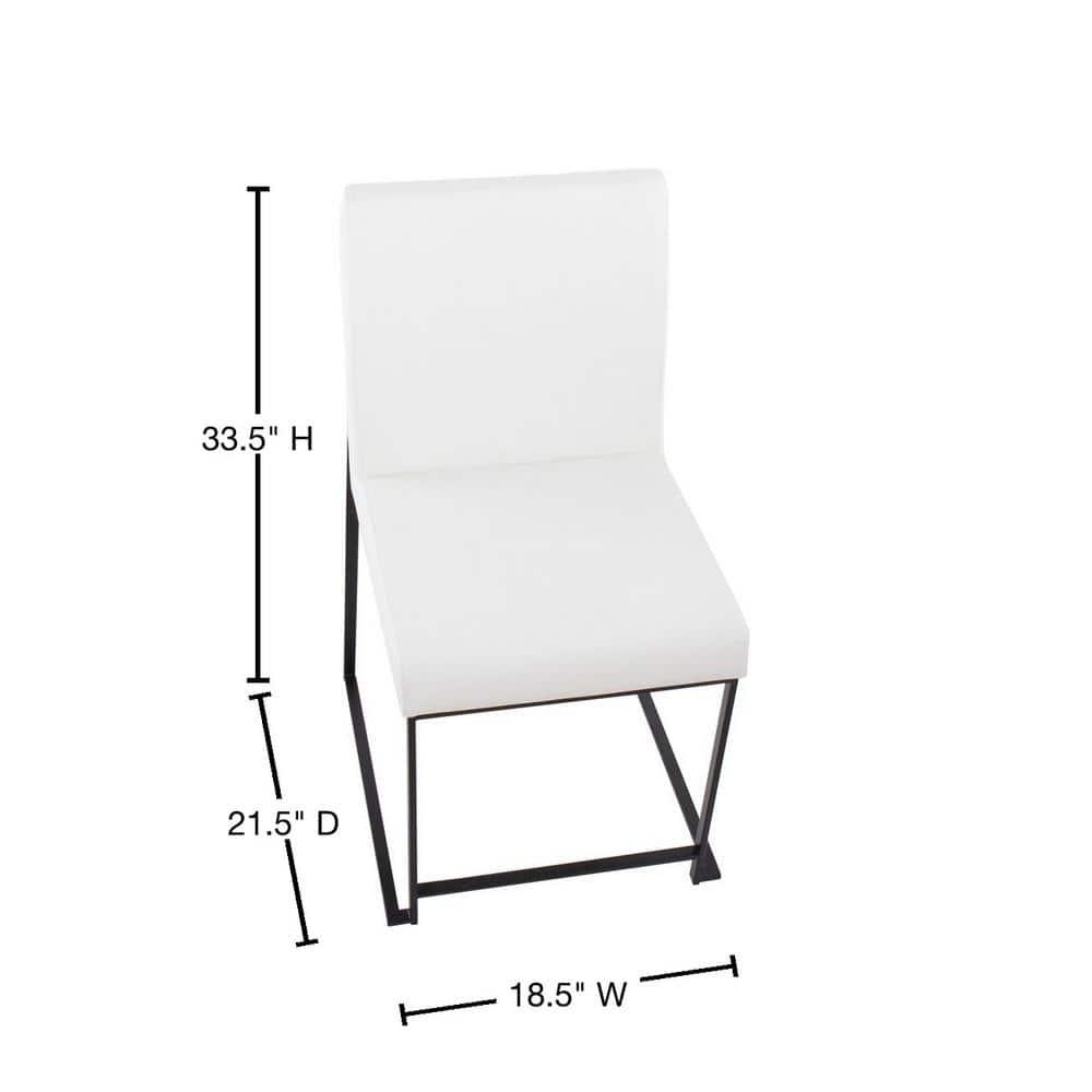 Set of 2 High Back Fuji Dining Chairs Leather/Steel Black/White - LumiSource