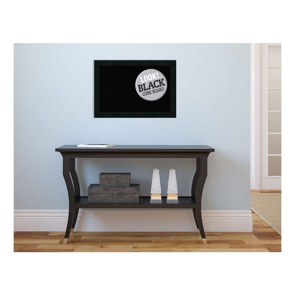 Amanti Art Black Cork Board Wood Framed Mezzanotte Black Bulletin Board 20 in. x 14 in.