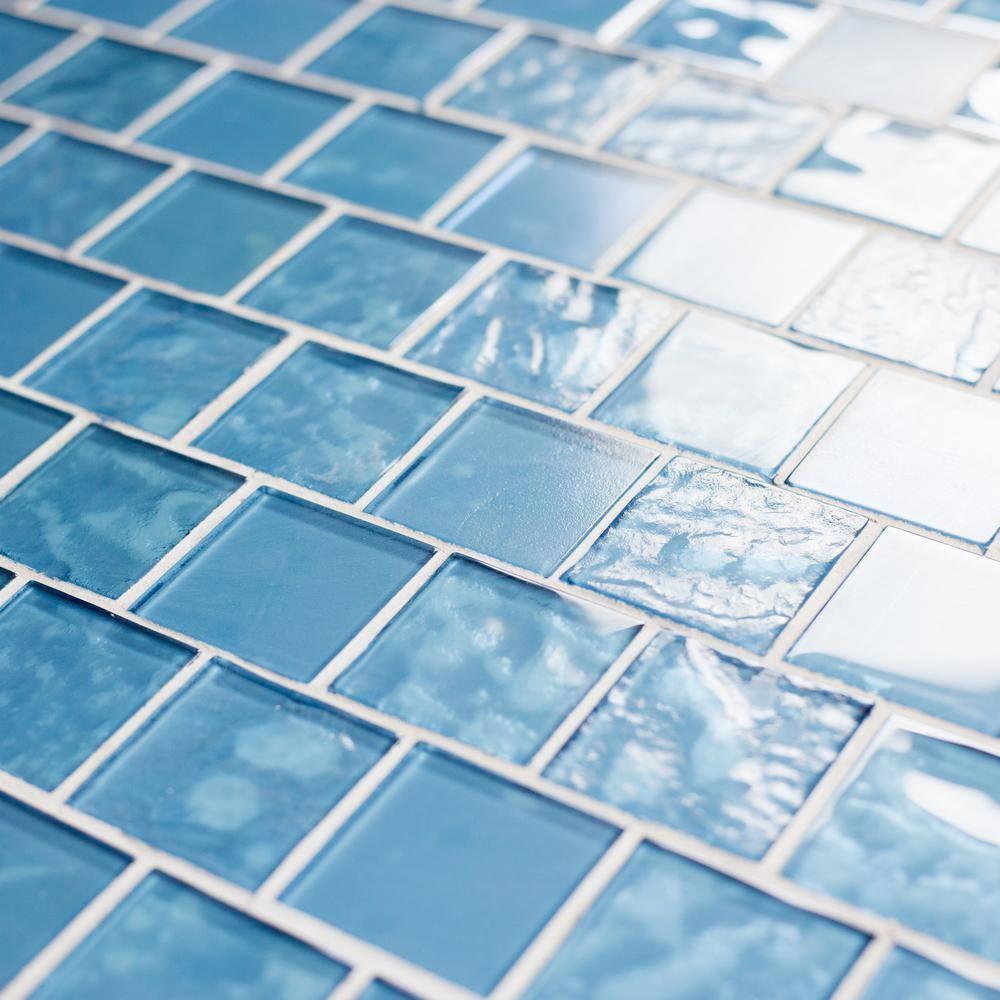 Landscape 2 in. x 2 in. Translucent Glass Plastic Face Mounted Brick Mosaic Designer Pool Tile