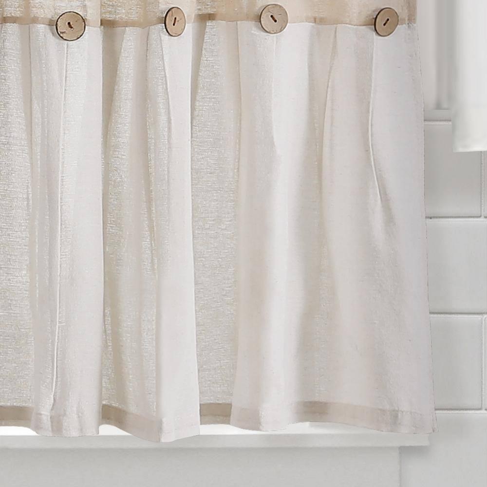 Linen Button Kitchen Tier Curtain Panels Linen 29X24 Set