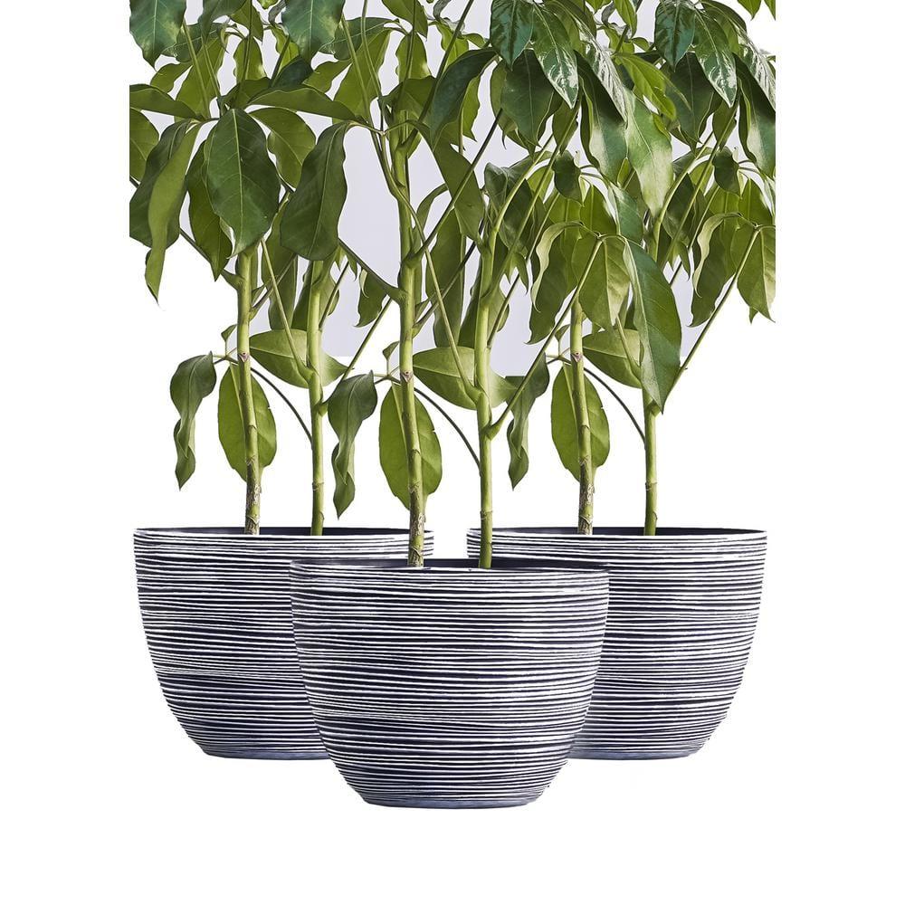 Xbrand Modern Nested Round Textured Pot Planter, Set of 3, 12 Inch Tall, White