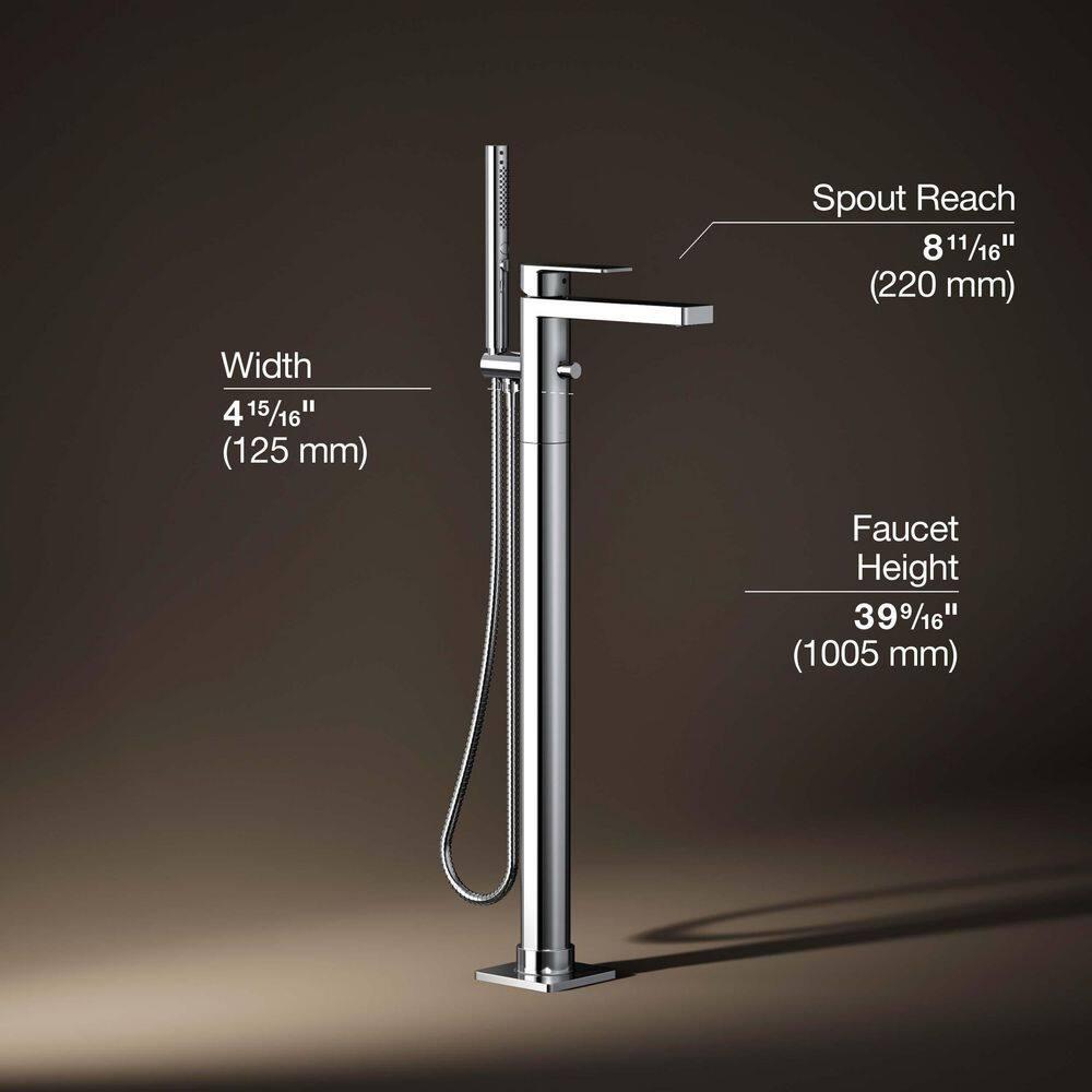 Parallel Floor-Mount Bath Filler Trim With Handshower