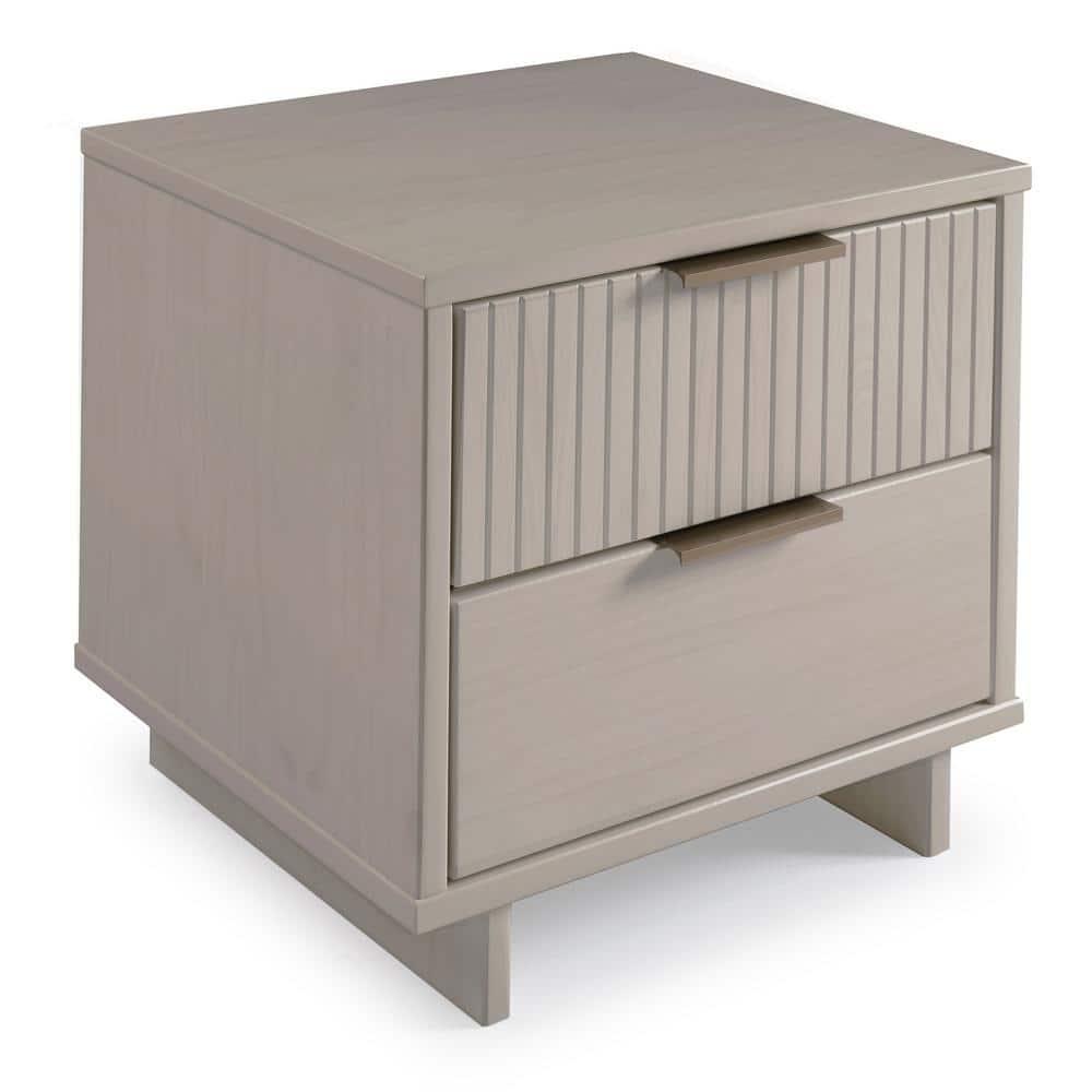 Granville Modern 2 Drawer Nightstand Light Gray - Manhattan Comfort: Soft Close, UV Finish, Metal Handles