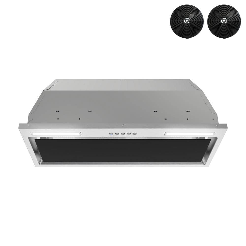 Streamline 28 in. Curino Ductless Insert 350 CFM Range Hood in Glossy Black with Mesh Filters, Electronic Button Control, LED Lights