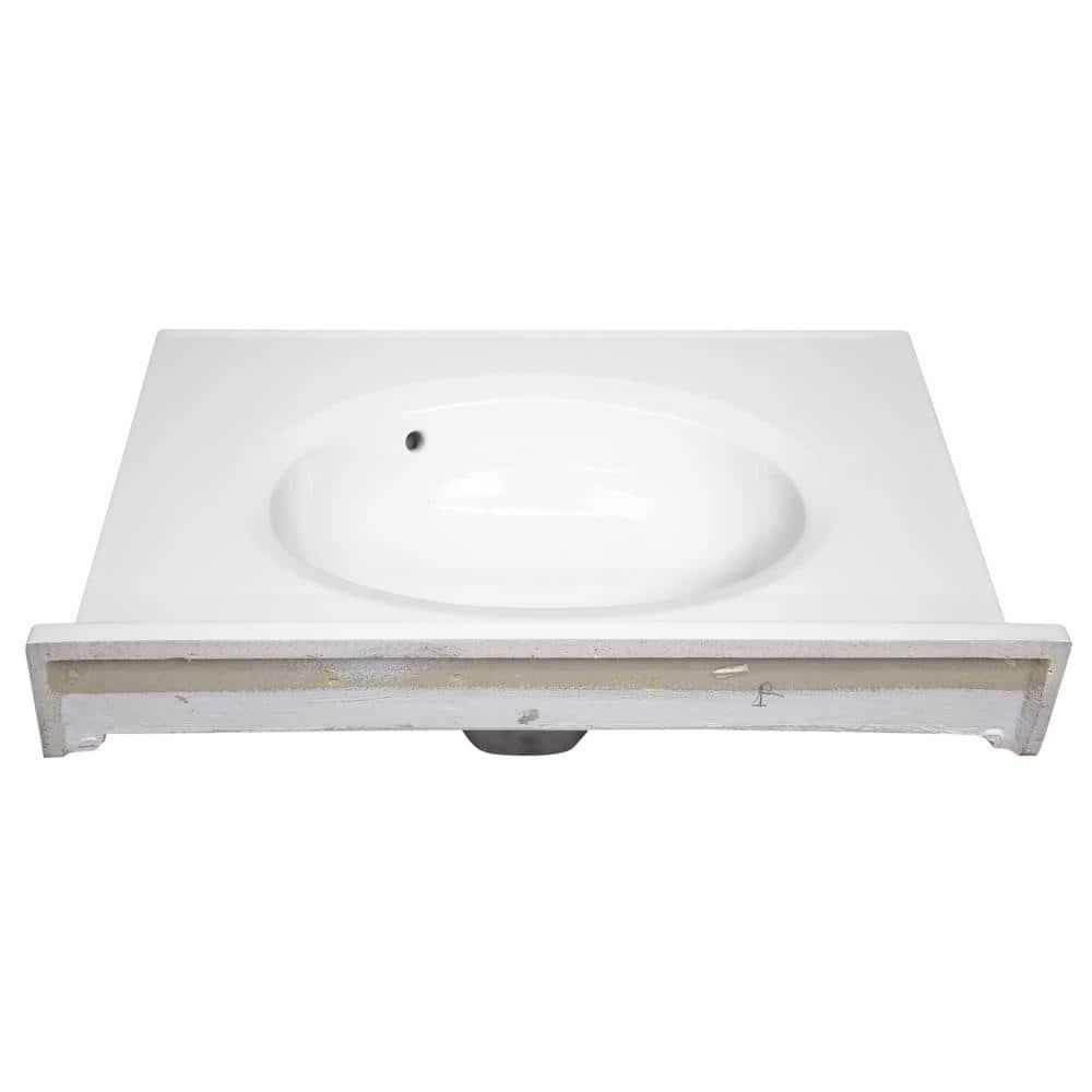 25" White Single Bathroom Vanity Sink Top