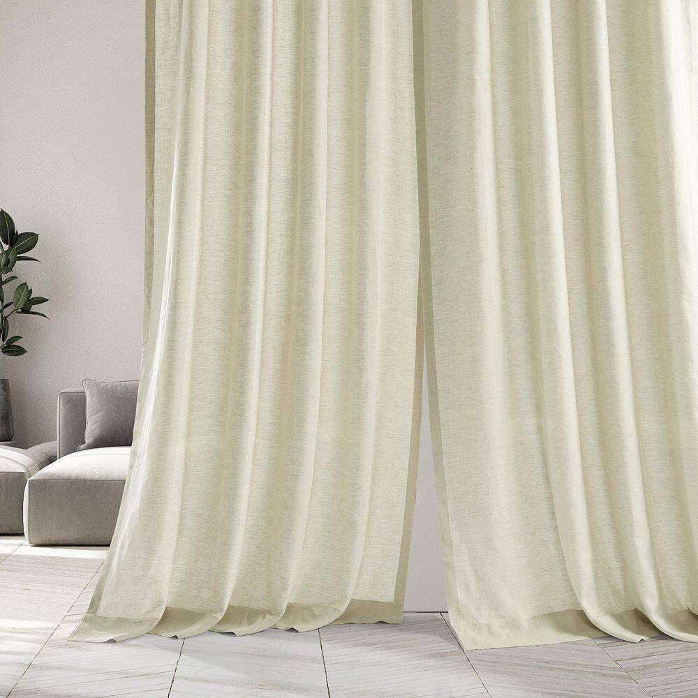 Exclusive Fabrics  Signature French Linen Sheer Curtain (1 Panel) 50 X 96 - Birch