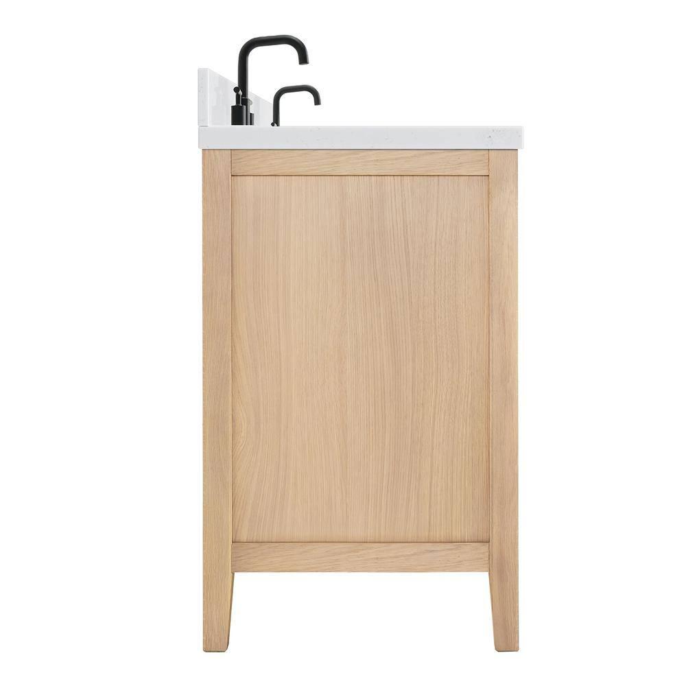Camila 72 in. W x 22 in. D x 36 in. H Double Oval Sink Bath Vanity in White Oak with Carrara White Quartz Top