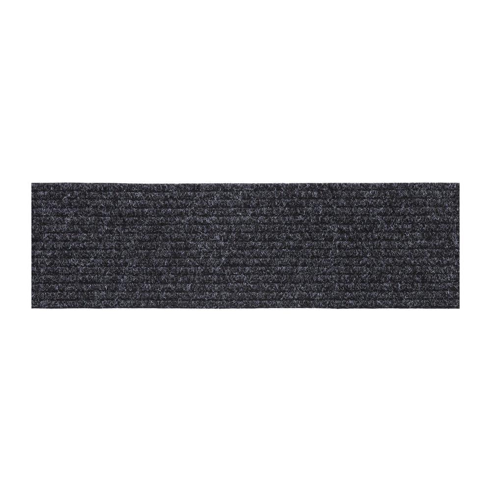 Ottomanson Non-Slip Rubberback Solid 8" x 30" Indoor/Outdoor Stair Treads for Stairs, Garage, Patio, 7 Pack, Black