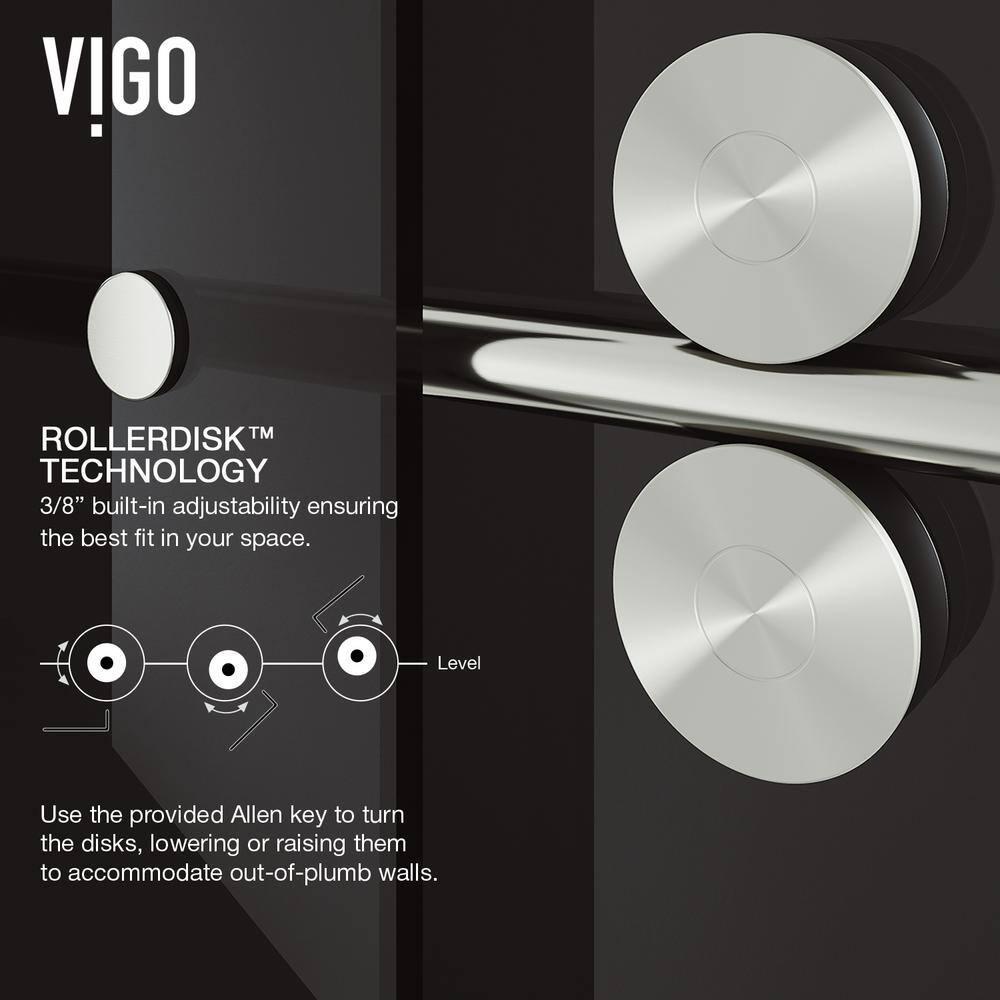 Elan 56-60" W x 74" H Sliding Frameless Shower Door with 3/8" Tinted Glass