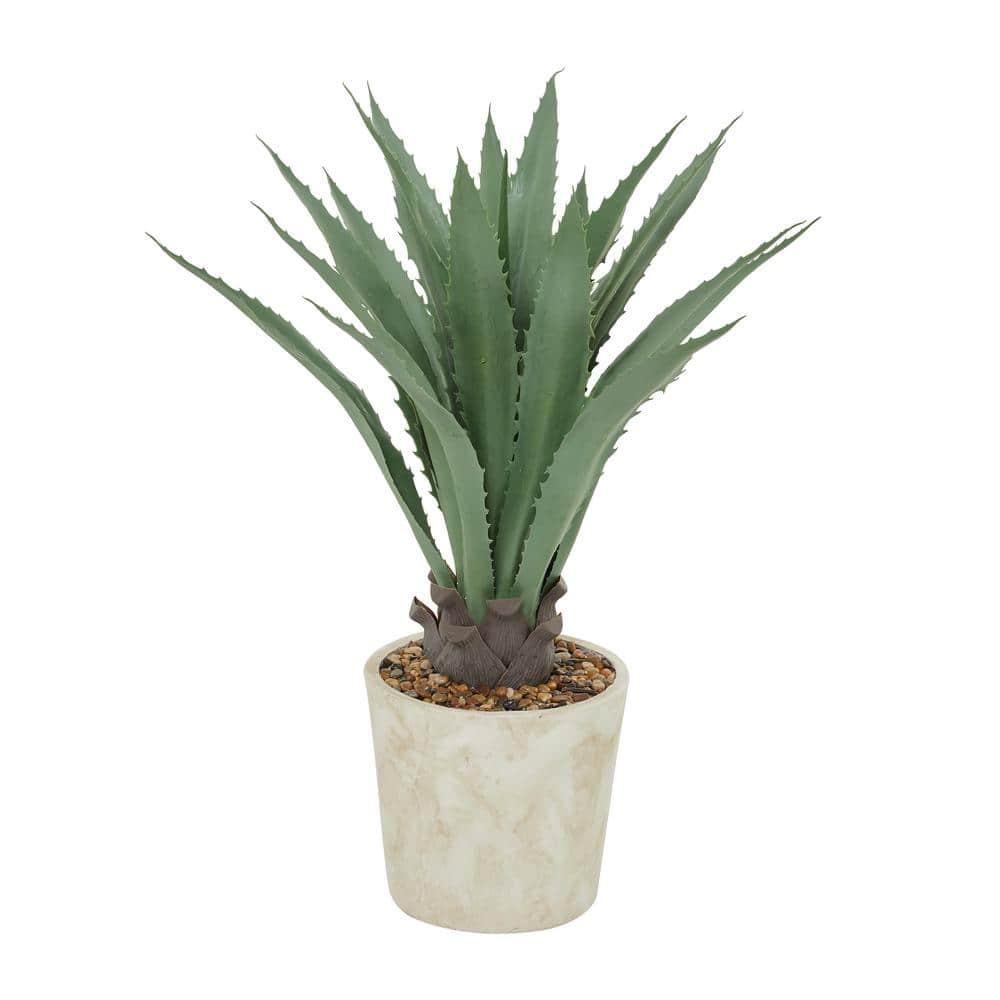 DecMode 31" Artificial Agave Plant in Realistic Leaves and Beige Ceramic Pot