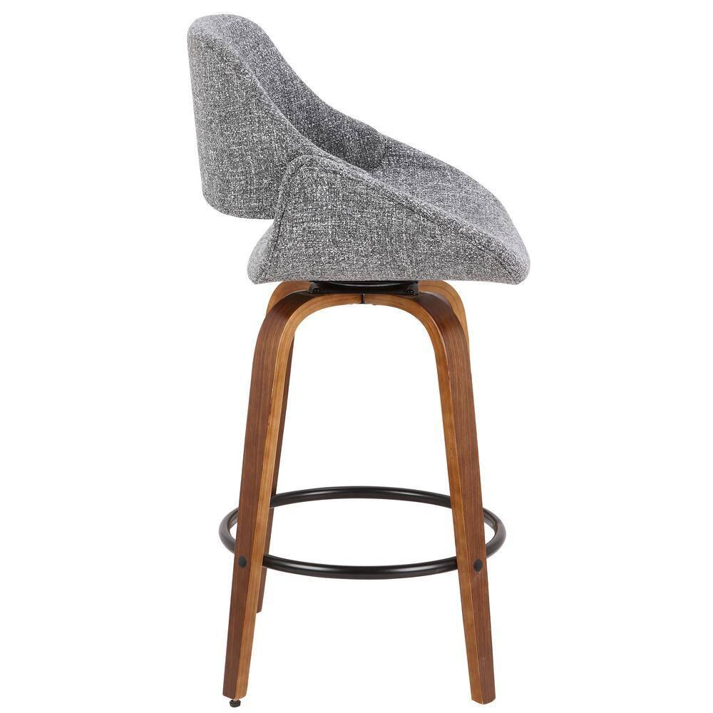 Set of 2 Fabrico Mid-Century Modern Counter Height Barstools: Walnut Legs, Polyester Upholstery - LumiSource