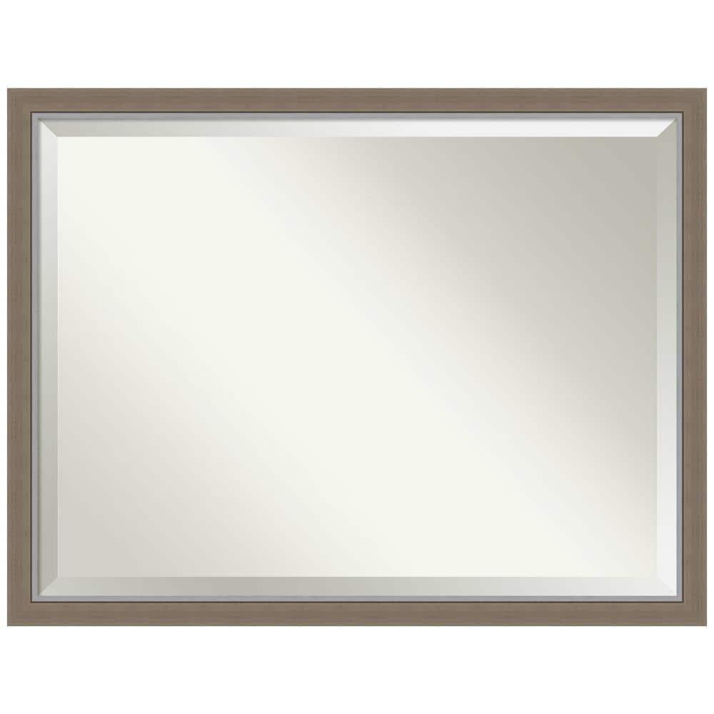 43" x 33" Eva Framed Bathroom Vanity Wall Mirror Brown - Amanti Art: Polystyrene Frame, Beveled Glass, Wall Mount