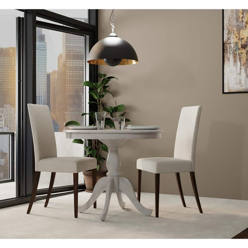 Carolina Living 36" Salem Round Pedestal Dining Table White Wash: Rubberwood, Seats 4, Adult Assembly Required