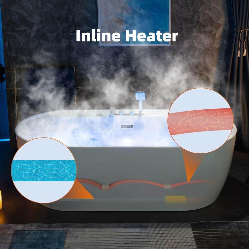 72" x 35.4" Whirlpool and Air Bath Heated Soaking Combination Tub with Tub Filler