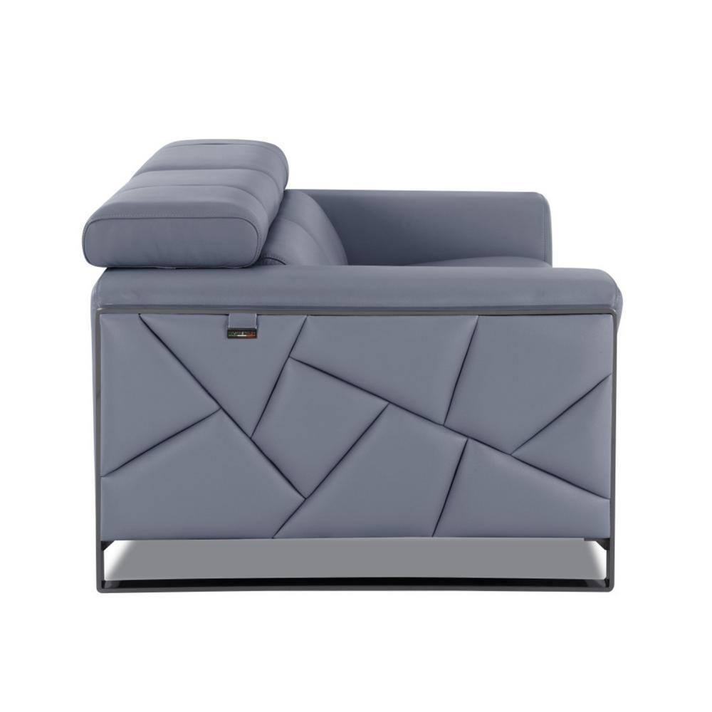 HomeRoots 477563 75 in. Tufted Italian Leather Loveseat, Light Blue