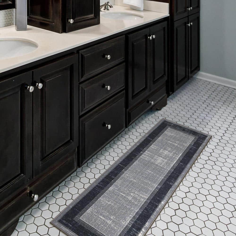 Non-Slip Bordered Area Rug For Living Room, Hallway Runner, Entryway Rug