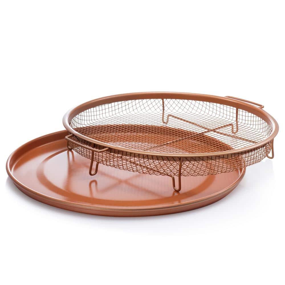 Gotham Steel Non-Stick Round Crisper Tray, 12 inch Diameter, Cool Touch Handle