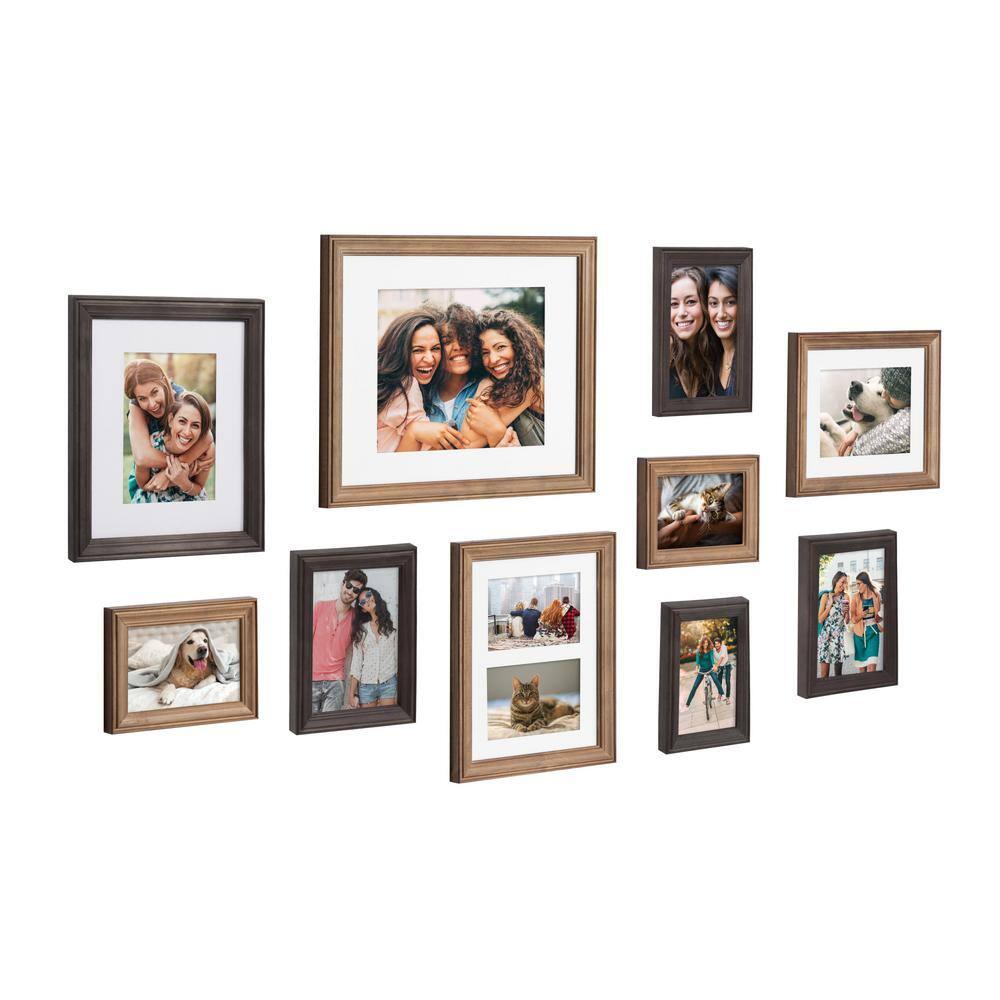 10pc Bordeaux Frame Box Set Natural Rustic/Charcoal Gray - Kate & Laurel All Things Decor: Wall Display, Multi-Size, Wood
