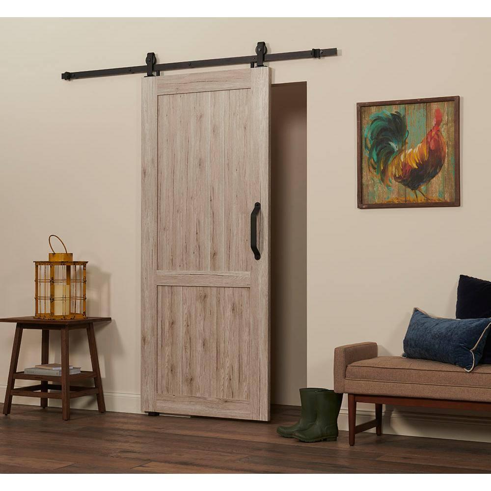 LTL Home Products Millbrooke 84'' Hollow Paneled with Installation Hardware Kit Barn Door