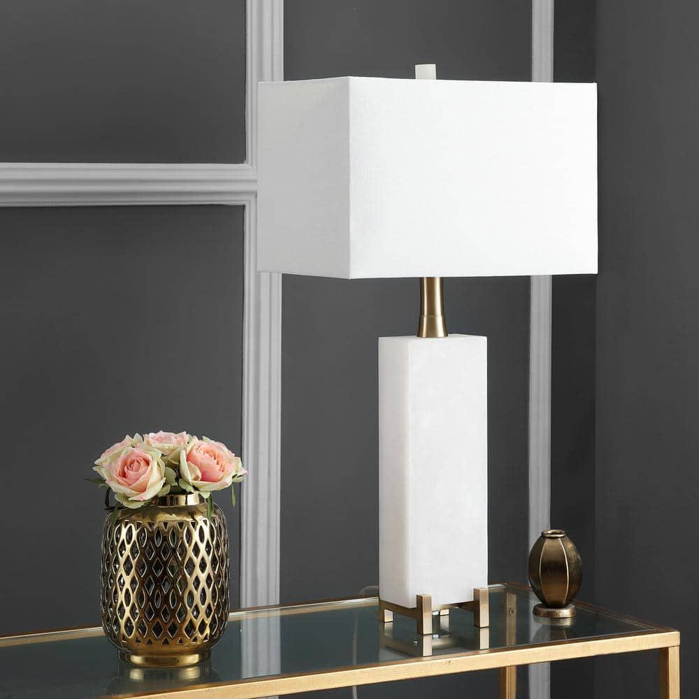 Sloane Alabaster Table Lamp - 30 Inch Height - TBL4065 - White/Gold - Safavieh
