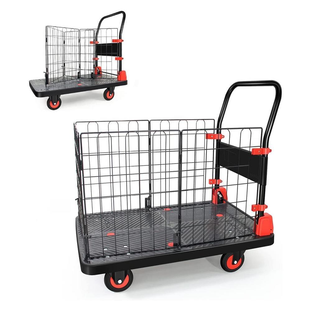 660 lbs Black Steel Foldable Platform Hand Truck Cart