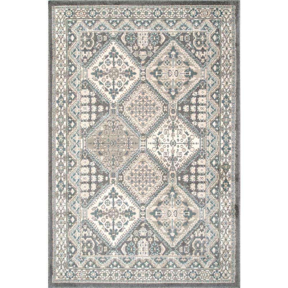 Nuloom 3x5 Becca  Tiled Indoor Area Rug, Charcoal, Faded Transitional Design, Stain Resistant, BedroomLiving Room, Kitchen,