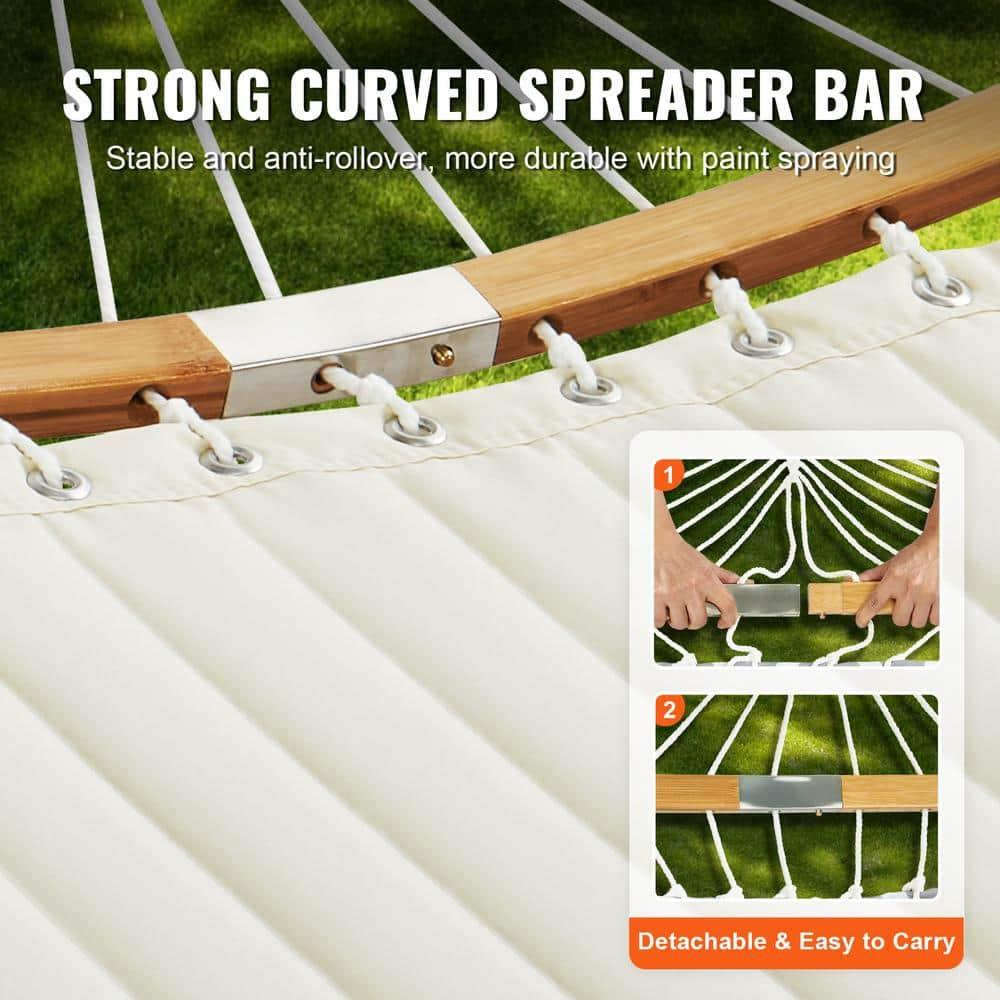 2-Person Hammock with Stand Double Hammock with Curved Spreader Bar Pillow Carrying Bag Outdoor 480 lbs. Capacity