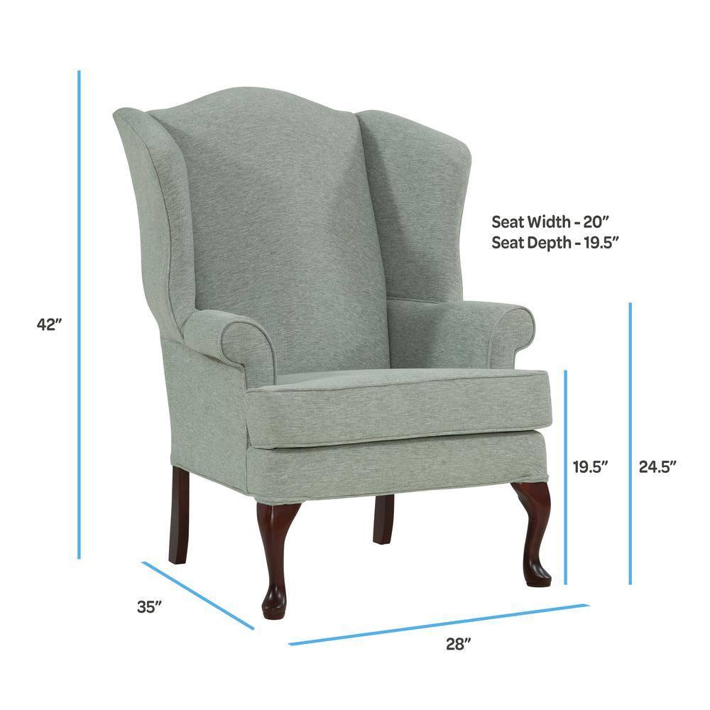 Comfort Pointe Crawford Cadet Green Fabric Wing Back Accent Chair