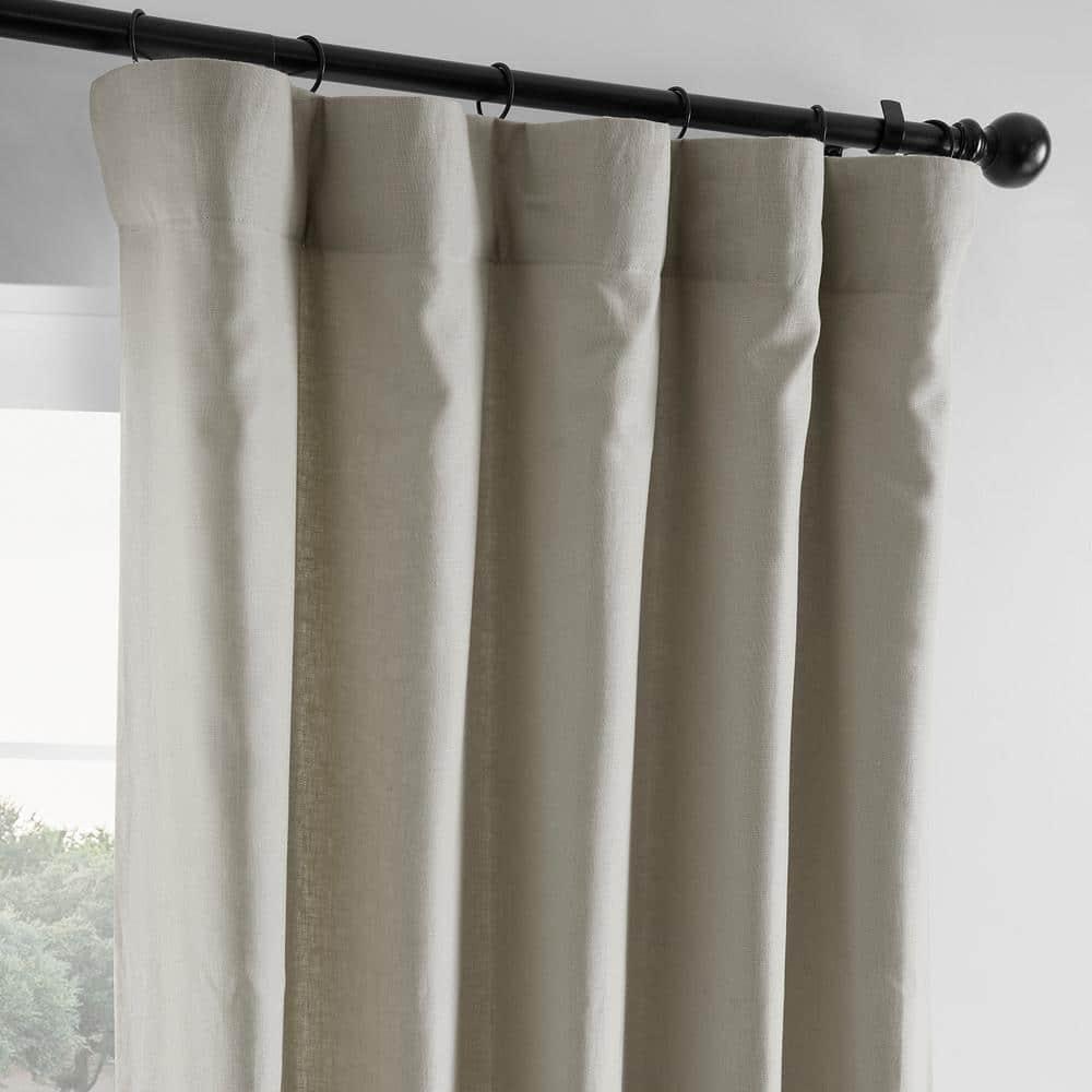 Exclusive Fabrics  French Linen Room Darkening Curtains Panel - Elegant luxurious Drapes (1 Panel) Fresh Khaki 50 X 96 96 Inches