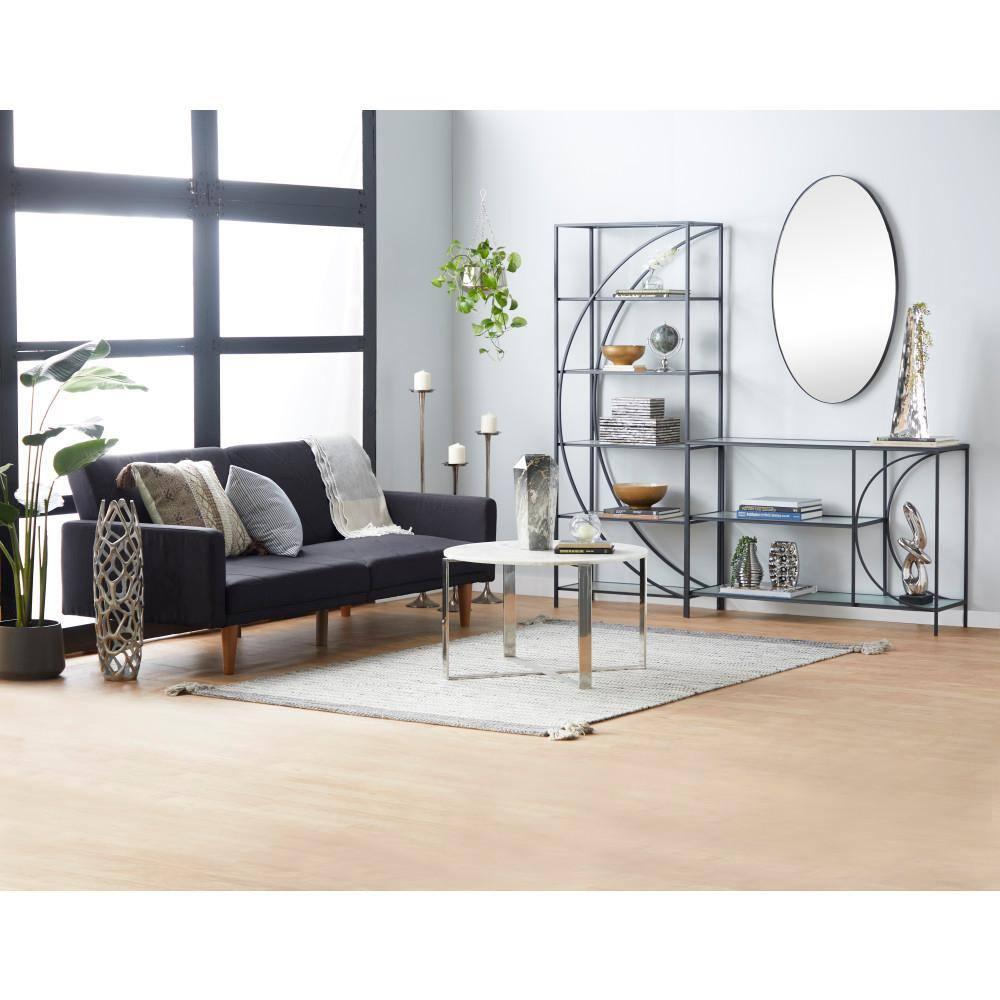Olivia & May Industrial Metal Console Table Black: Sturdy Entryway Furniture with Fixed Shelf