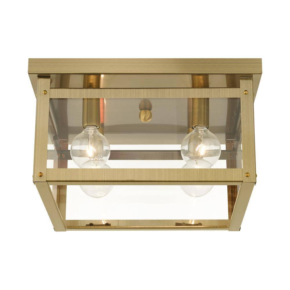 Livex Lighting Milford 4 - Light Flush Mount in  Antique Brass