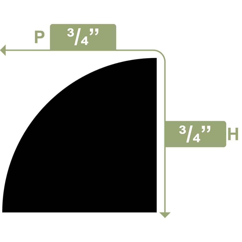 White PVC Quarter Round Moulding, 0.75" x 96"