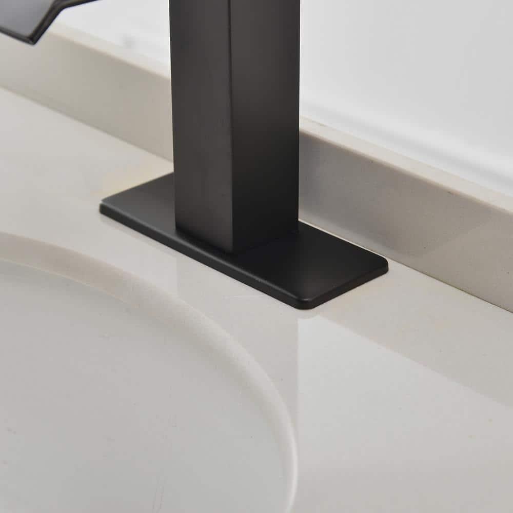 BWE Waterfall Single Hole Single-Handle Low-Arc Bathroom Faucet With Pop-up Drain Assembly