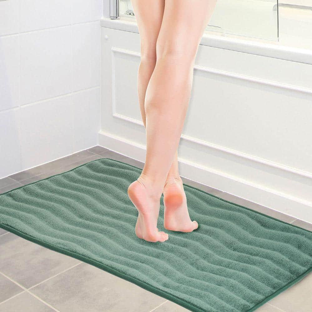 Lavish Home 67-10-G 2 Piece Memory Foam Bath Mat Set, Green