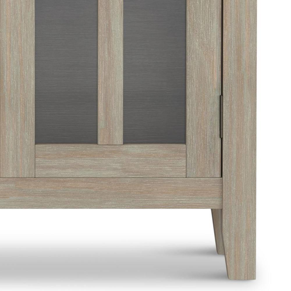 Simpli Home Artisan 30"W Solid Wood 2-Shelf Low Storage Cabinet with Glass Doors and Adjustable Shelves