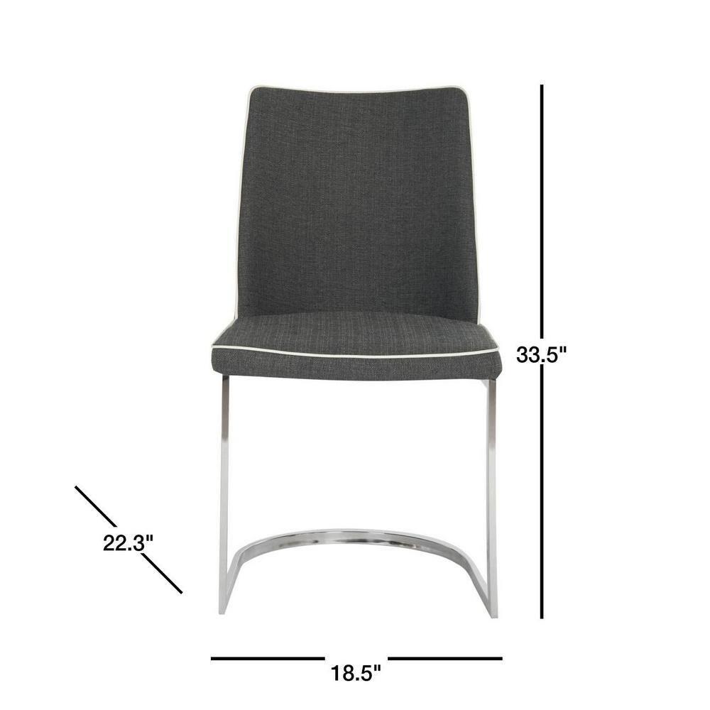 Parkston 18''H Linen Side Chair (Set of 2) - Grey/White - Safavieh