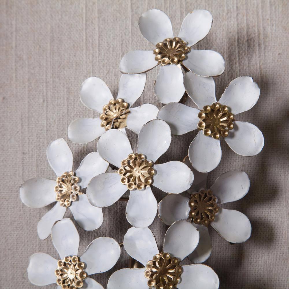 LuxenHome Set of 2 White and Gold Flower Bouquet Wall Decor Brown