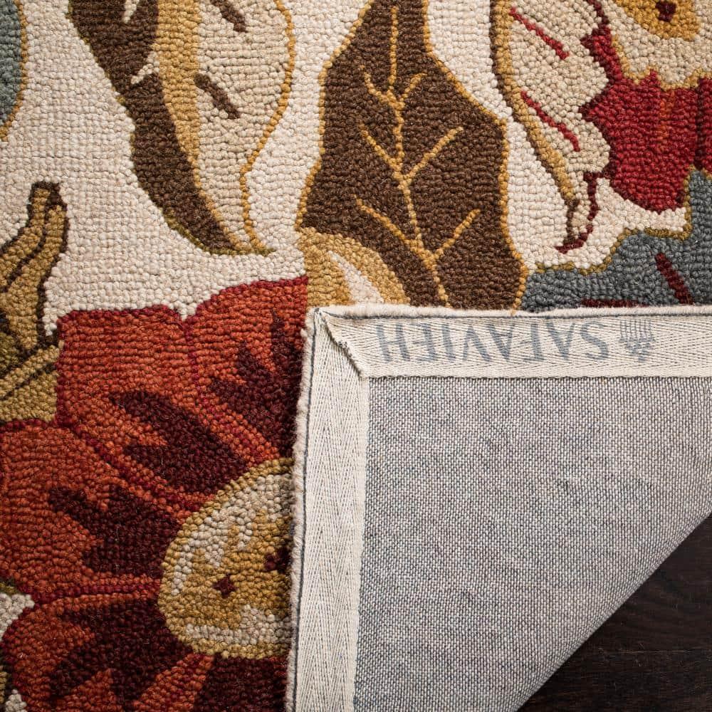 SAFAVIEH Blossom Lena Floral Flowers Wool Area Rug, Ivory/Multi, 6' x 9'